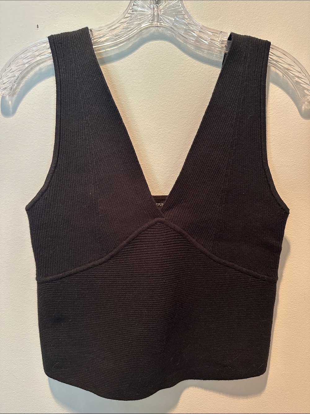 Banana Republic Black Ribbed V-Neck Tank Top
